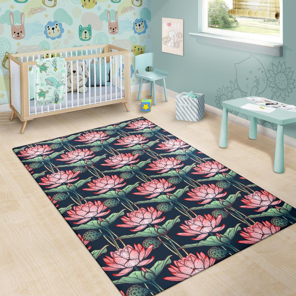 Water Lily Pattern Print Design WL03 Area Rugs