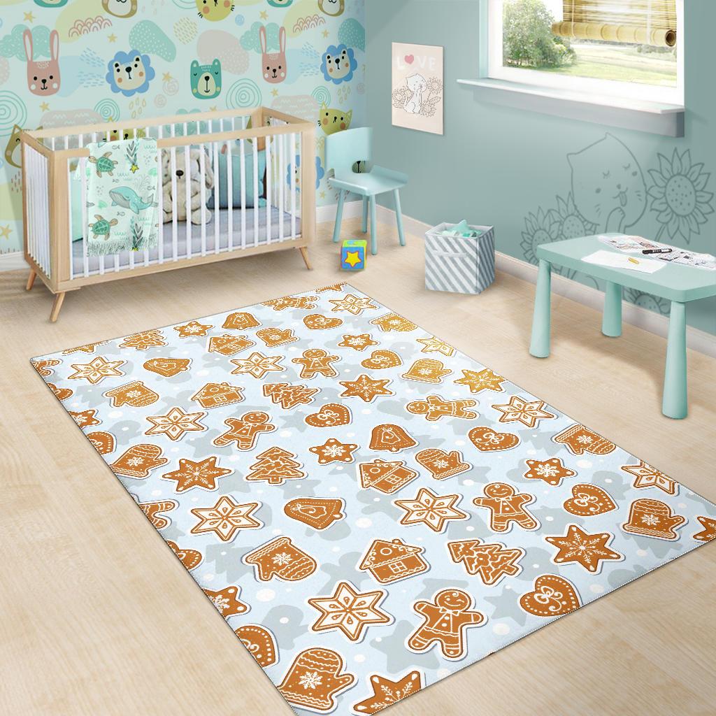 Christmas Gingerbread Cookie Pattern background Area Rug