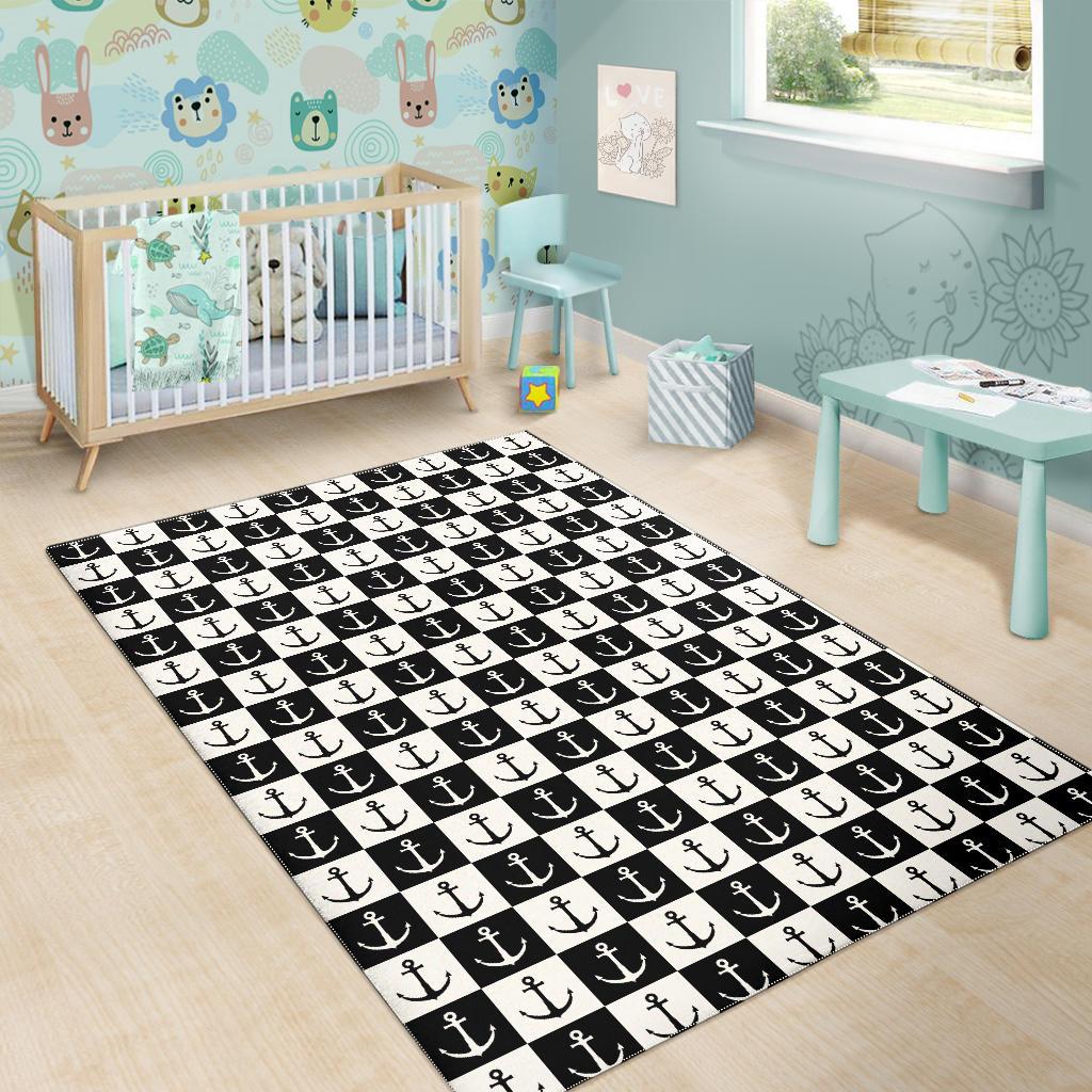 Anchor Black and White Patter Area Rug