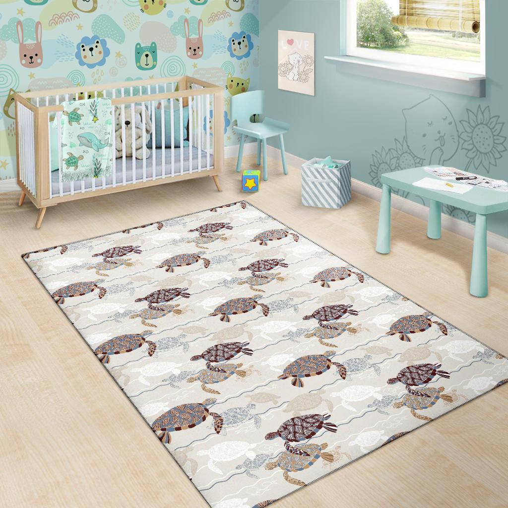 Sea Turtle Pattern Print Design T07 Area Rugs