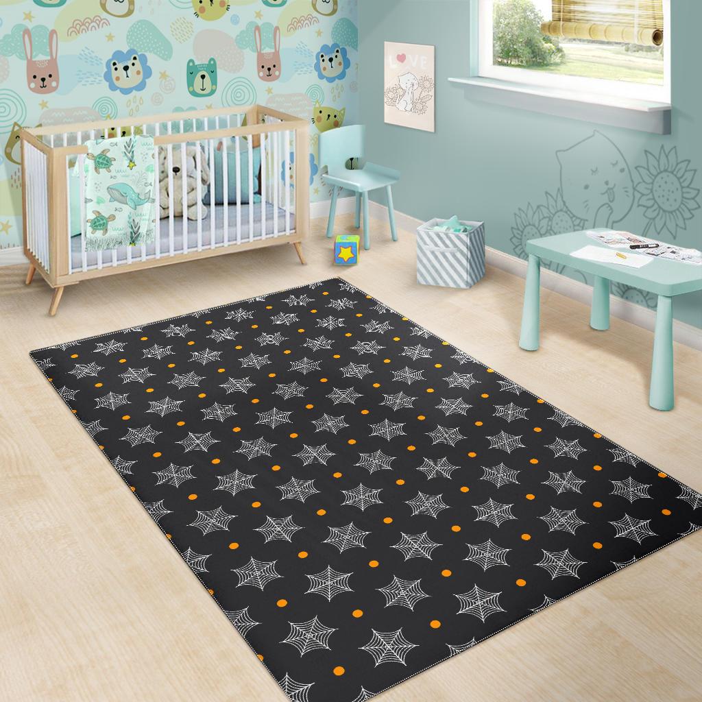Cobweb Spider Web Pokka Dot Pattern Area Rug