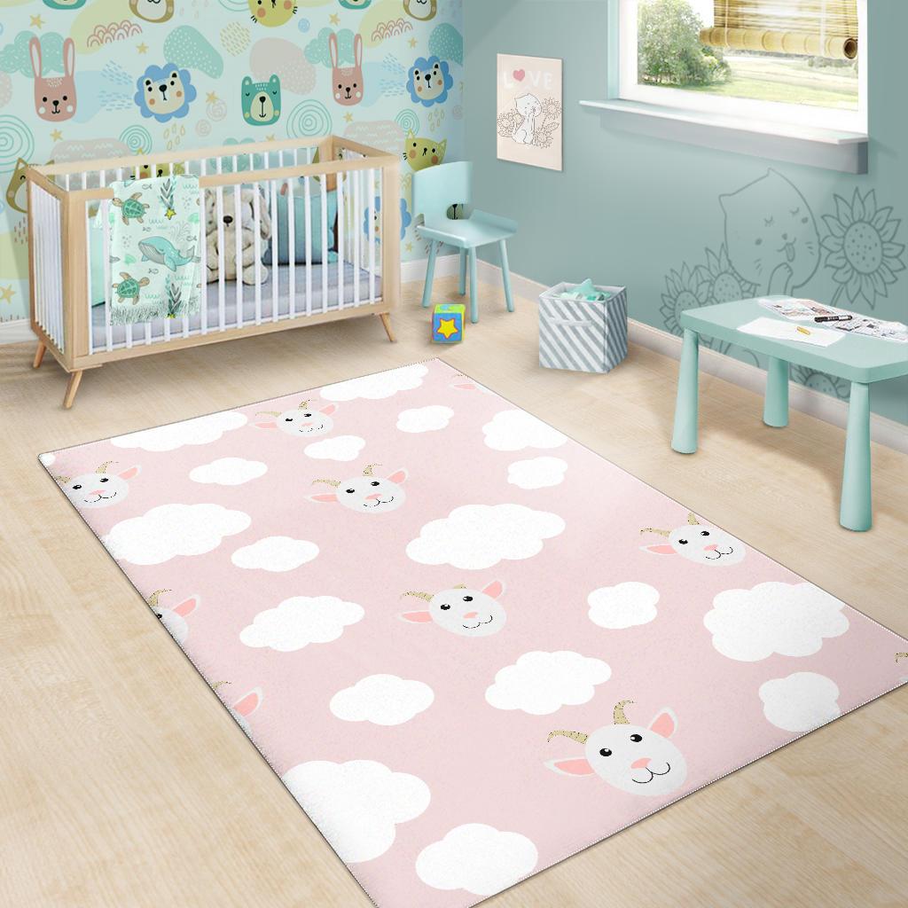 Goat Could Pink Pattern Area Rug
