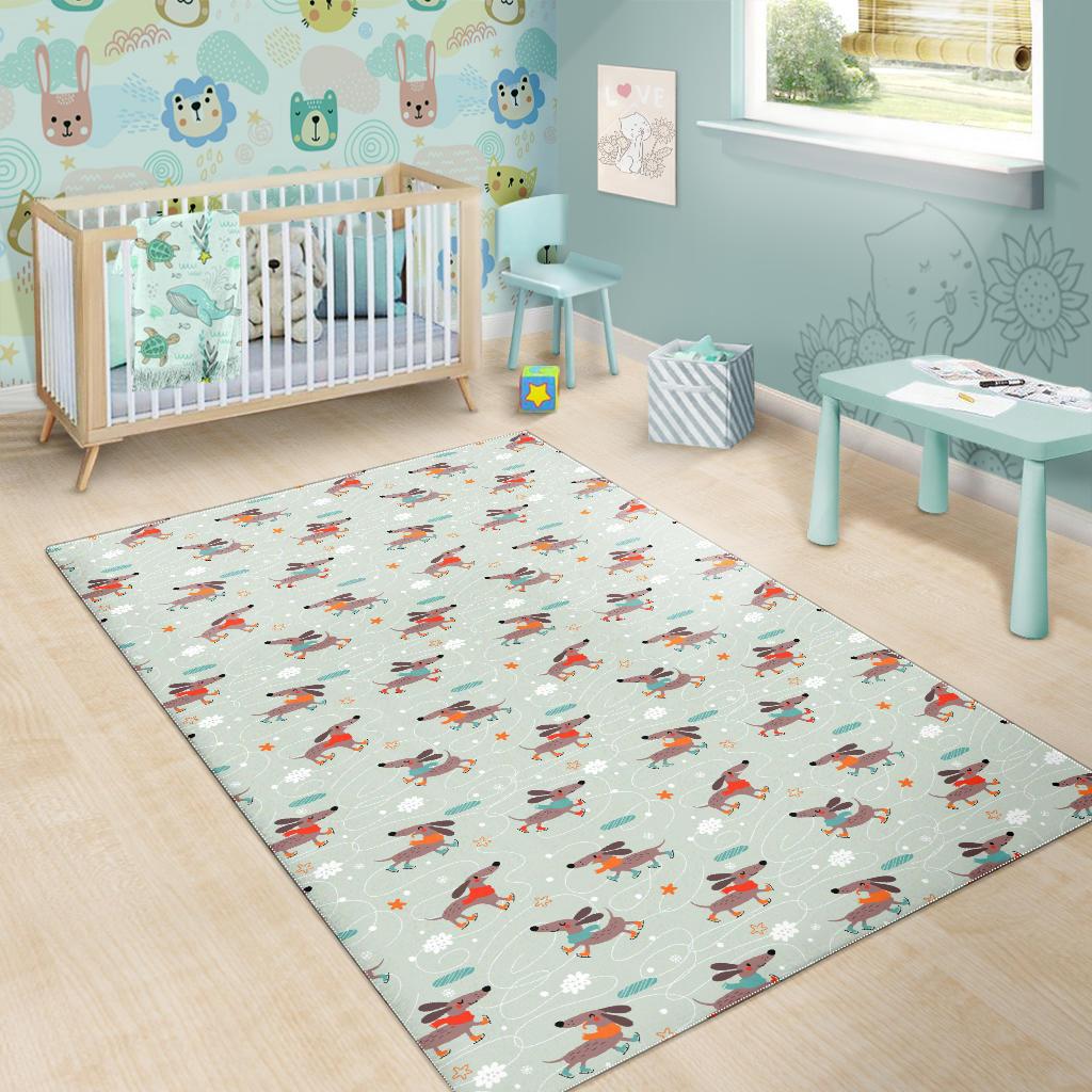 Dachshund Skating Pattern Area Rug