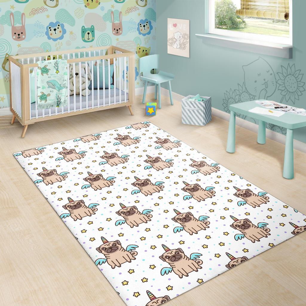 Unicorn Pug Pattern Area Rug