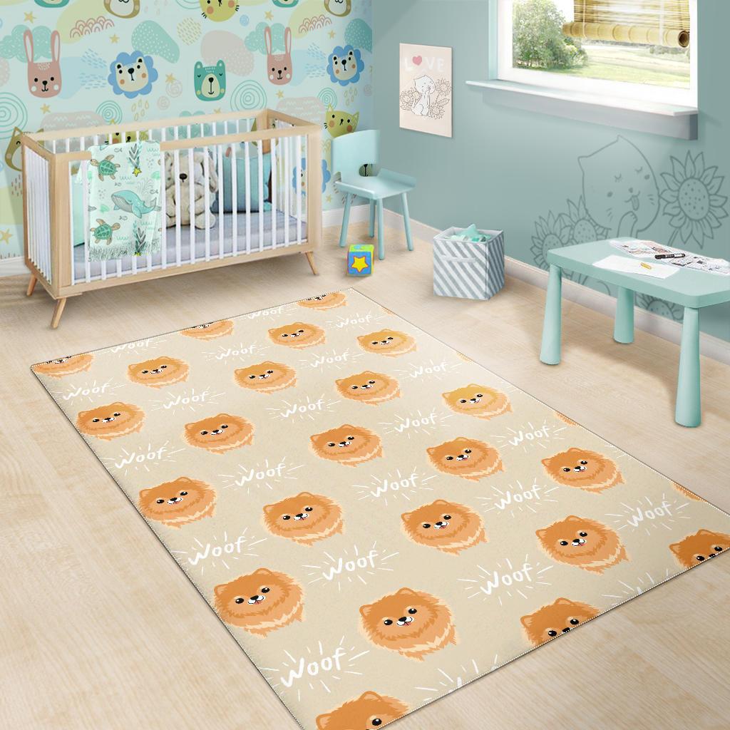 Cute brown pomeranian puppy  Area Rug