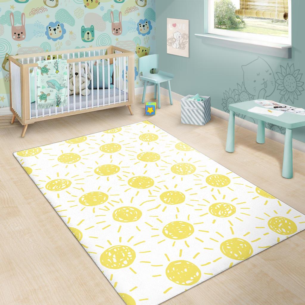 hand drawn sun pattern Area Rug