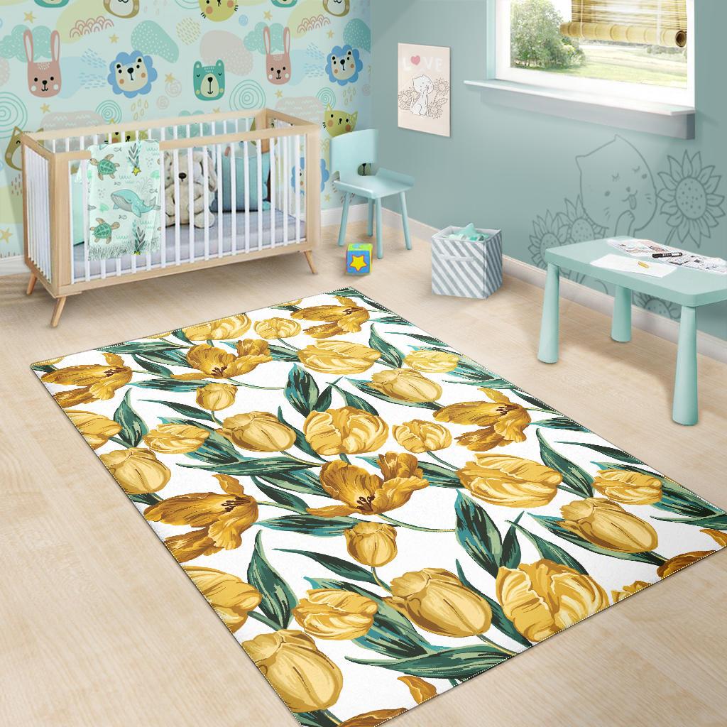 yellow tulips pattern Area Rug
