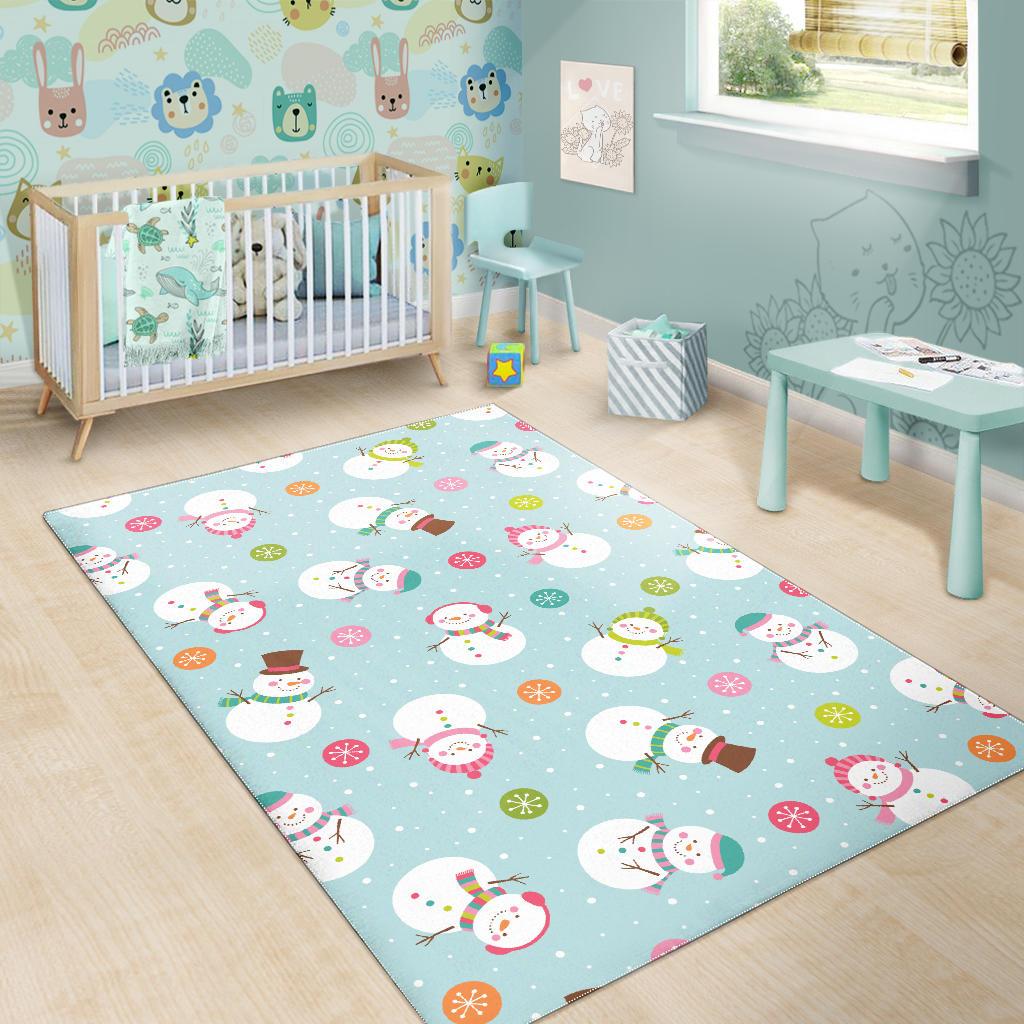 Cute snowman snowflake pattern Area Rug