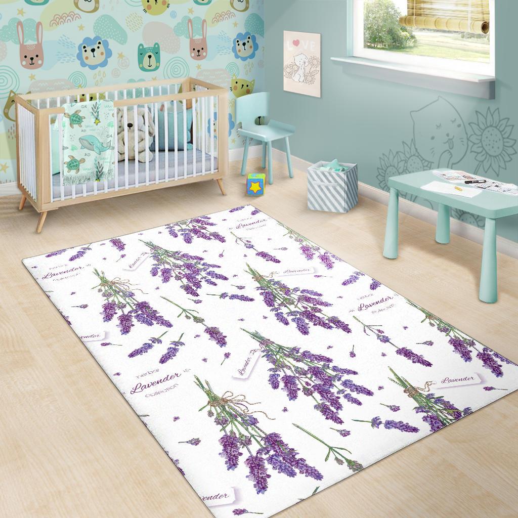 lavender flower design pattern Area Rug