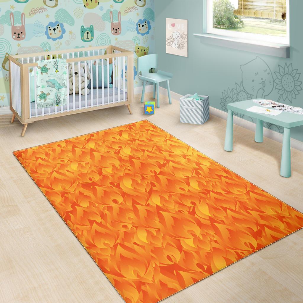 Red Flame Fire Pattern Area Rug