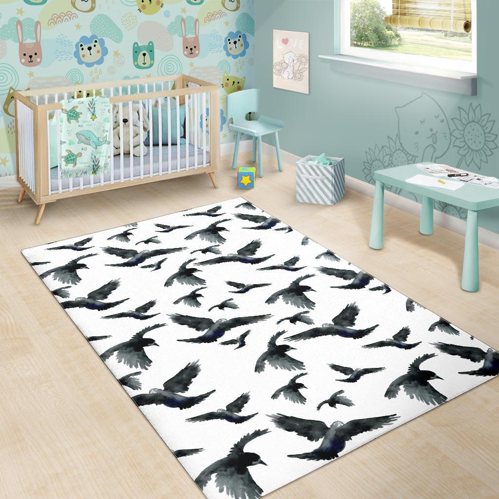 Crow Water Color Pattern Area Rug