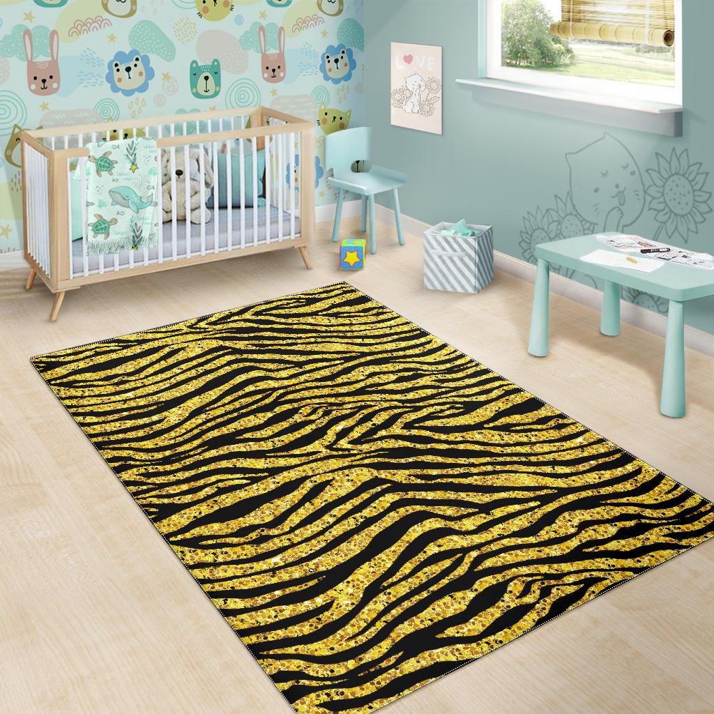 Gold Bengal Tiger Pattern Area Rug