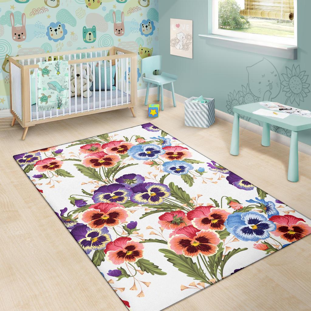Pansy Pattern Print Design PS06 Area Rugs