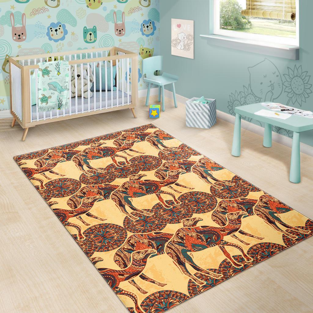 Camel polynesian tribal design pattern Area Rug