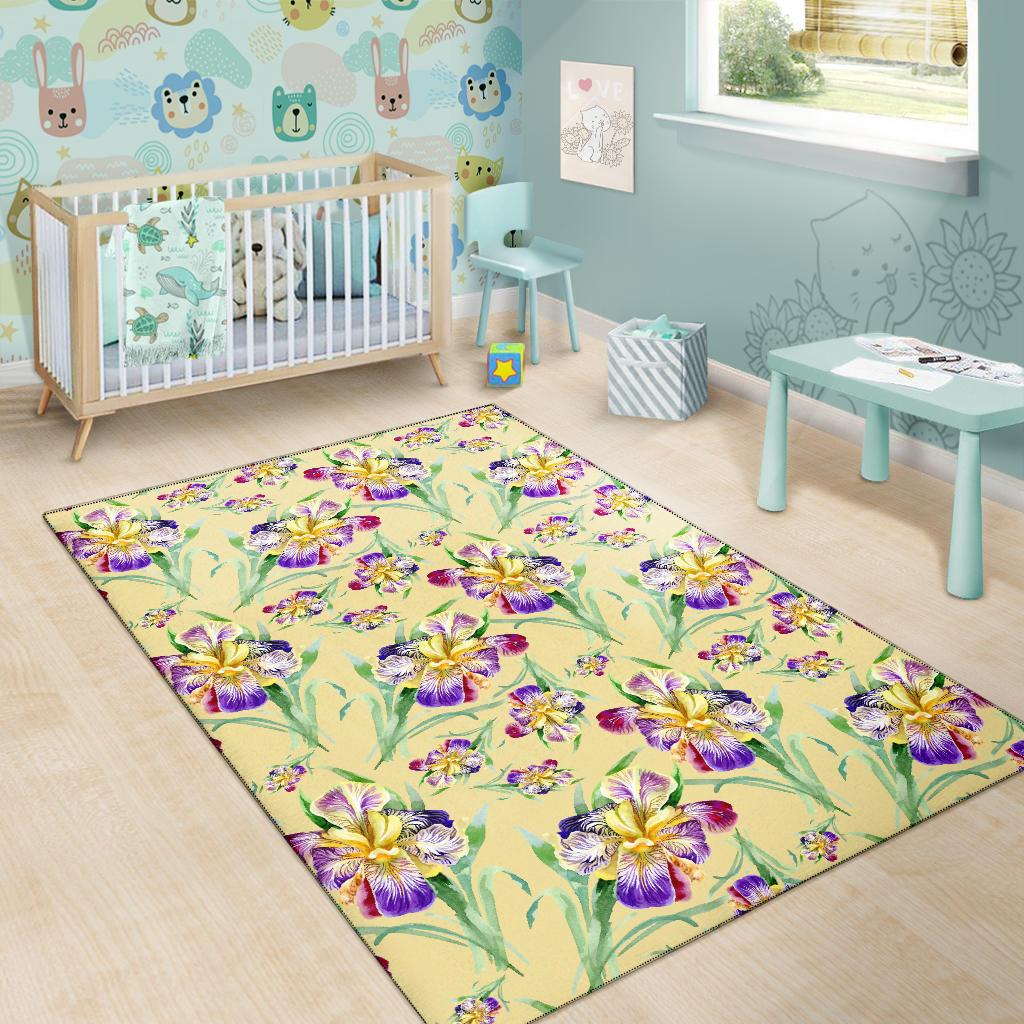 Iris Pattern Print Design IR06 Area Rugs