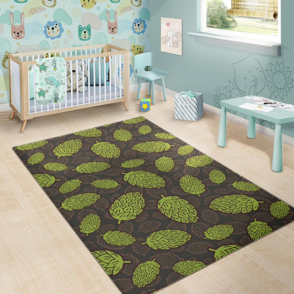 Hop pattern black background Area Rug