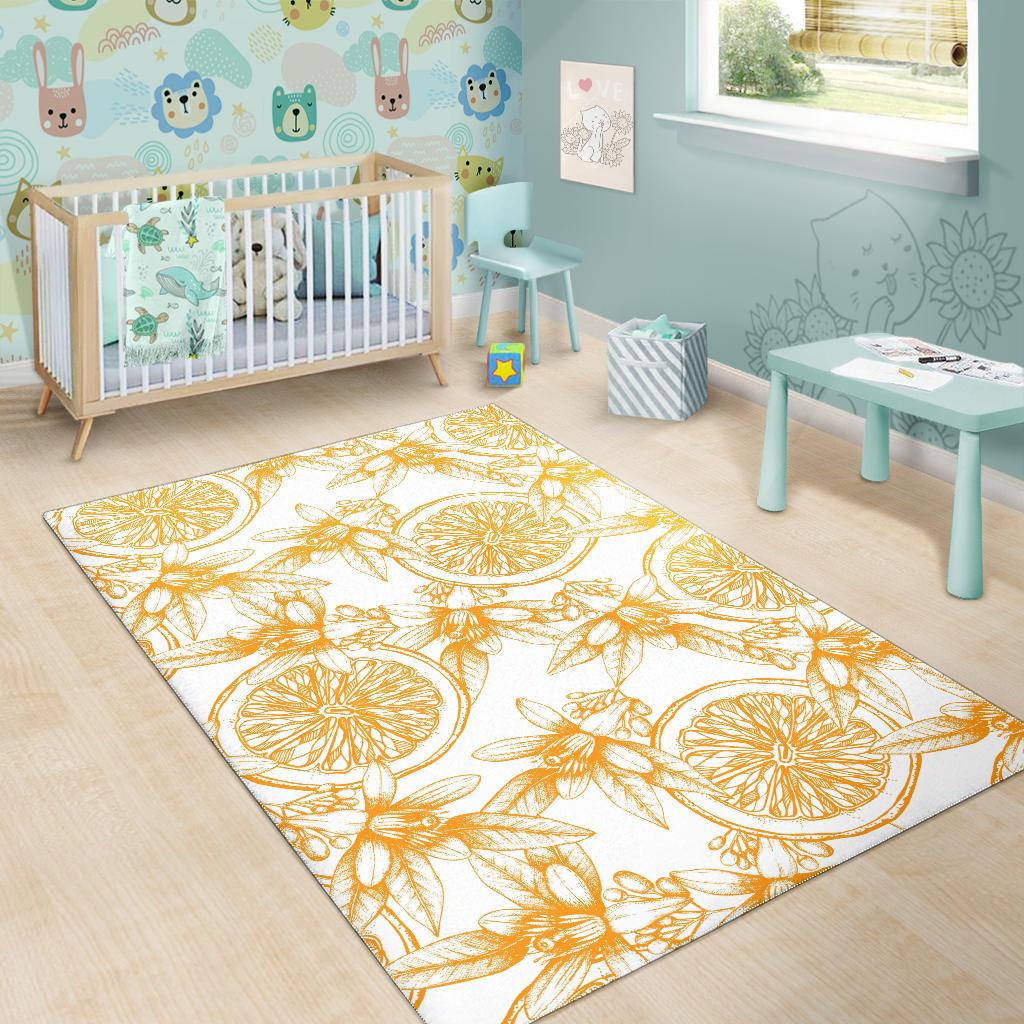 hand drawn orange fruit pattern Area Rug