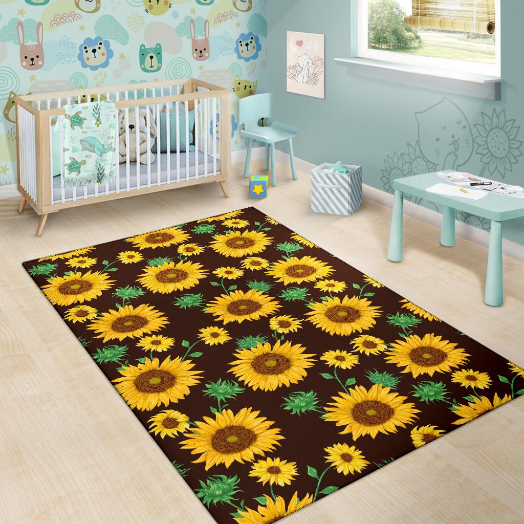Sunflower Pattern Print Design SF01 Area Rugs