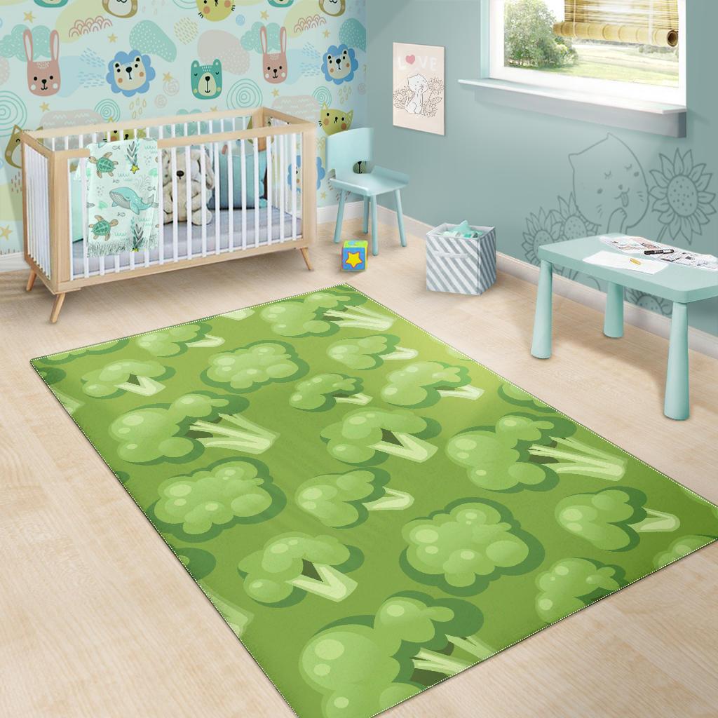Broccoli pattern green background Area Rug