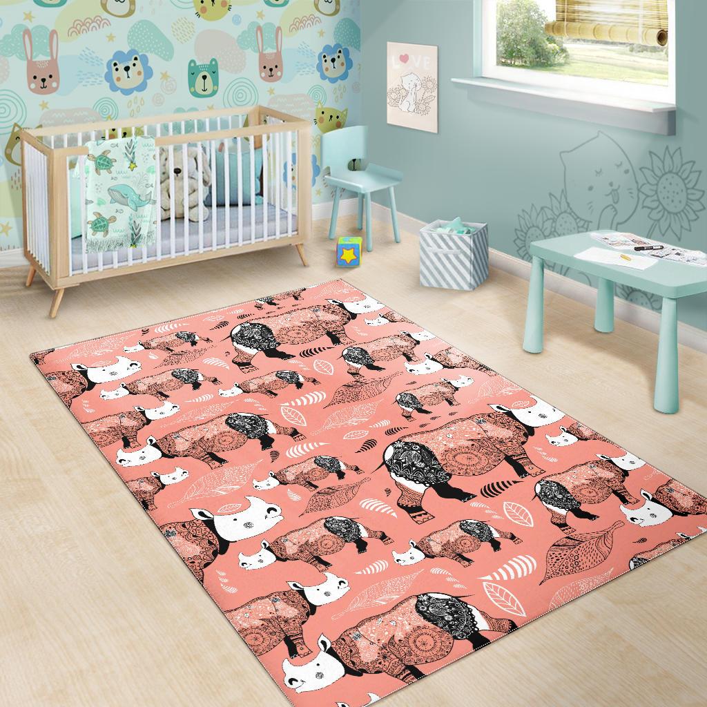 Rhino Tribal Pattern Area Rug
