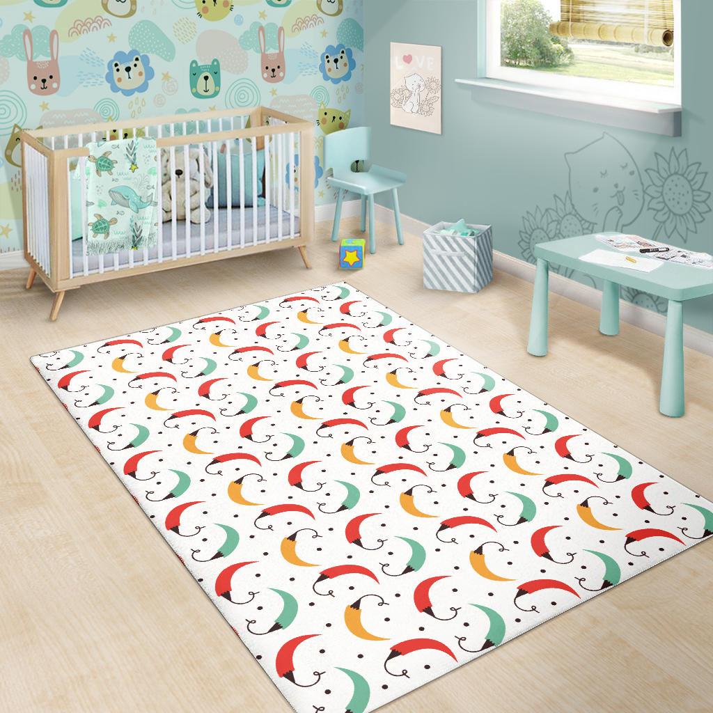 Red Green Yellow Chili Pattern Area Rug