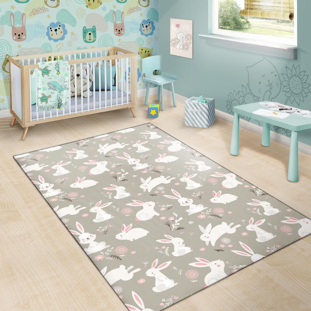 Rabbit Pattern Print Design RB03 Area Rugs