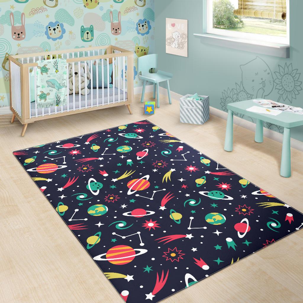 colorful space pattern planet star Area Rug