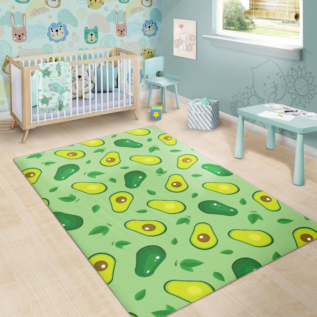 Avocado pattern green background Area Rug