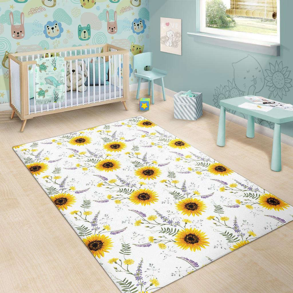 beautiful sunflowers pattern Area Rug