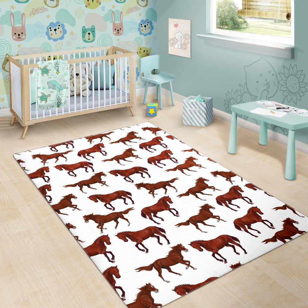 Horses running pattern background Area Rug
