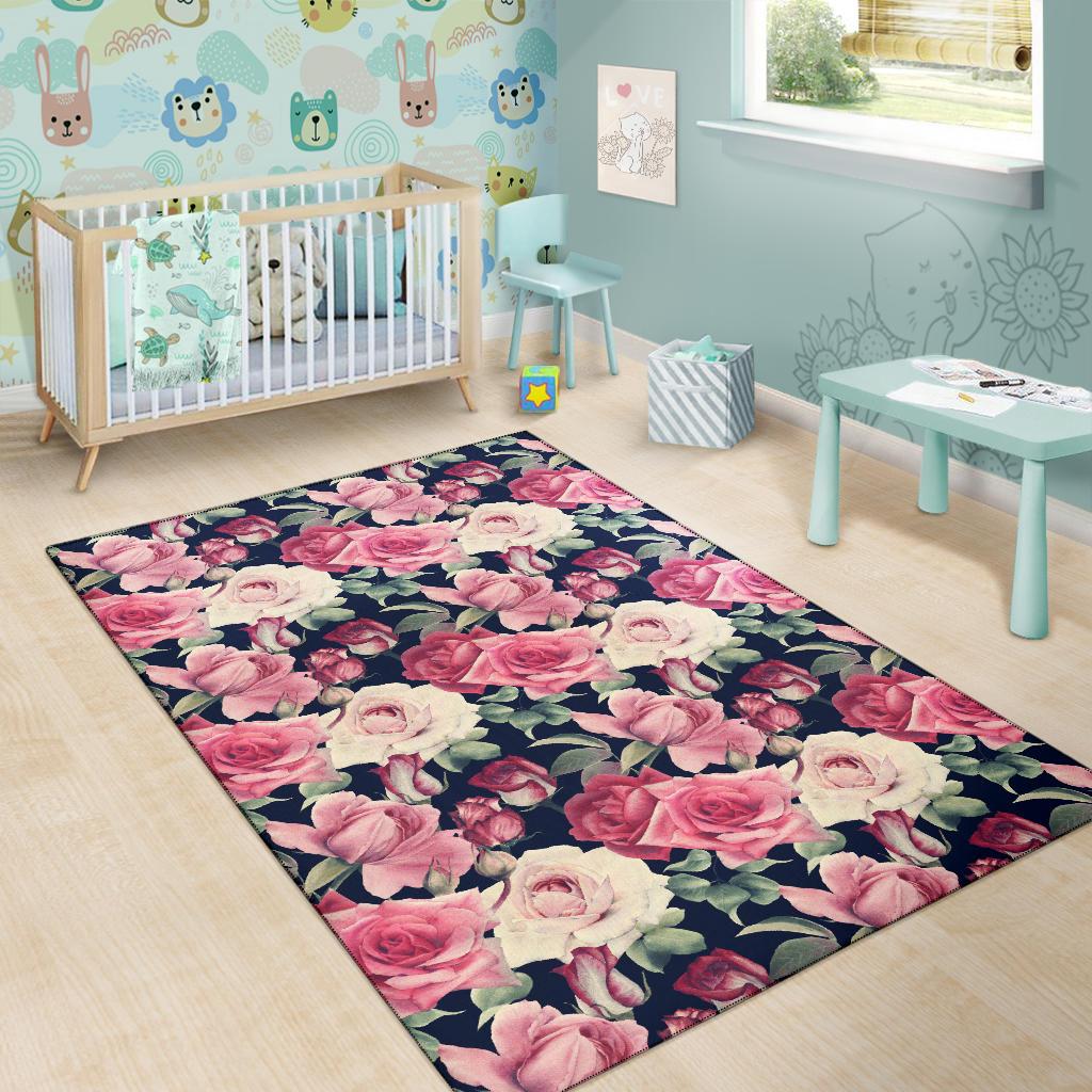 Rose Pattern Print Design RO05 Area Rugs