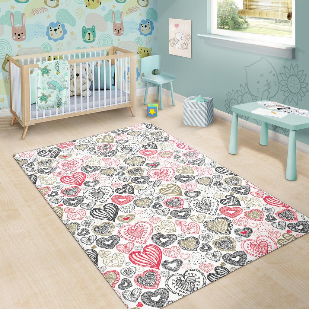 Heart Tribal Pattern Area Rug