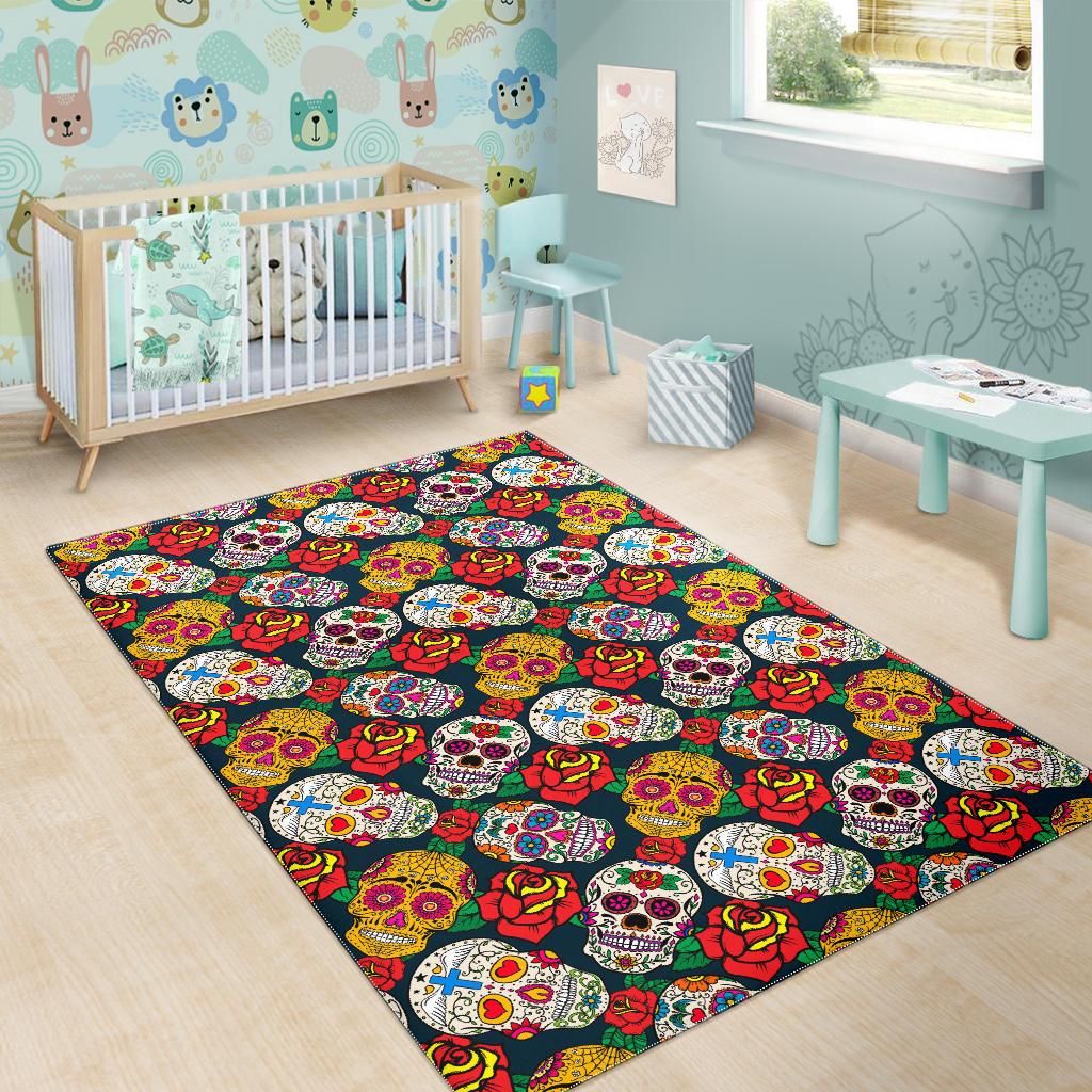 Suger Skull Pattern Background Area Rug