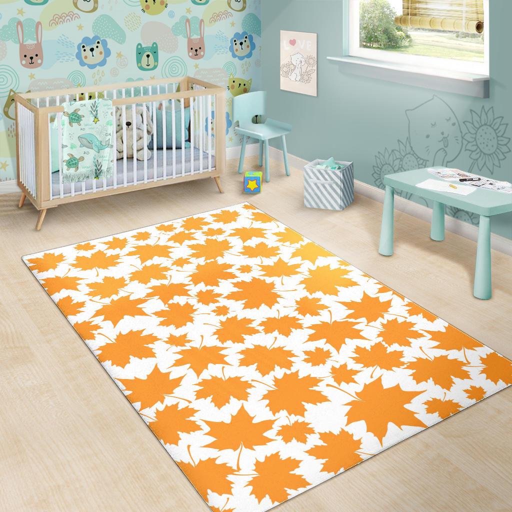 Orange Maple Leaf pattern Area Rug