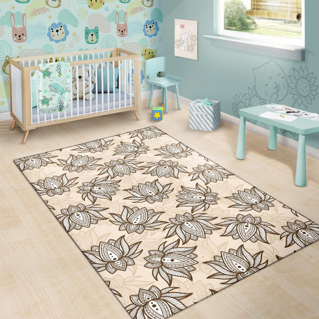 Lotus Boho Pattern Print Design LO05 Area Rugs