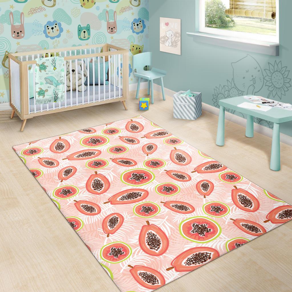 papaya leaves pattern Area Rug