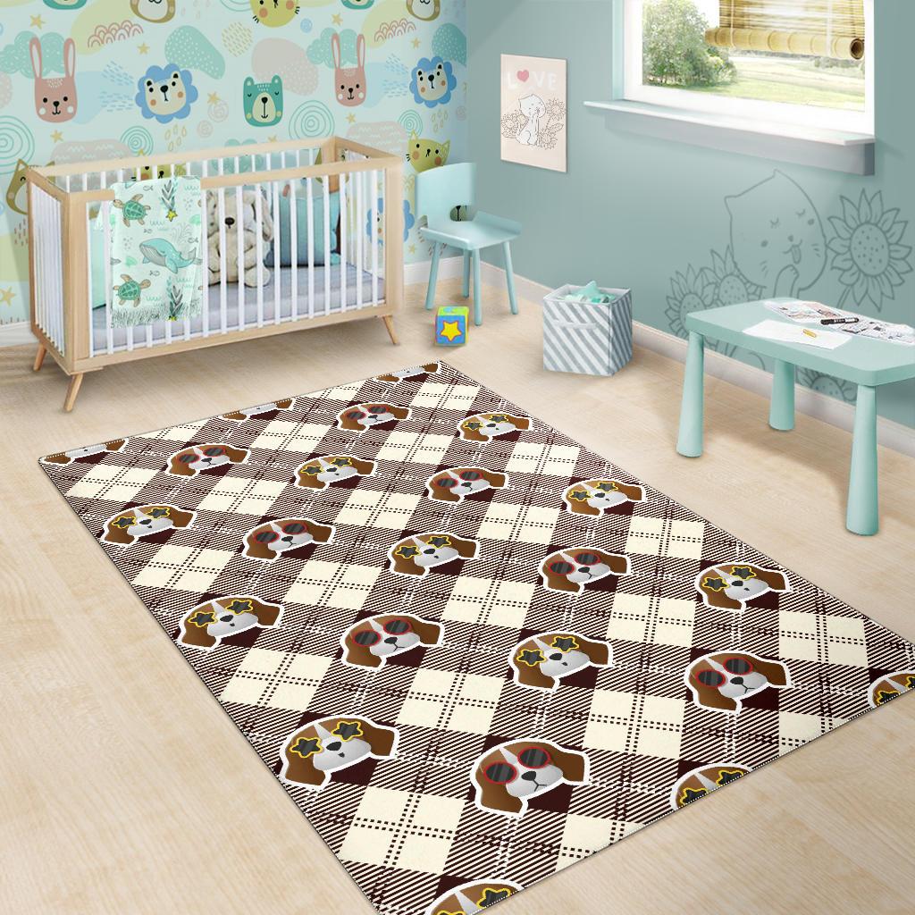 Beagle with Sunglass Pattern Area Rug