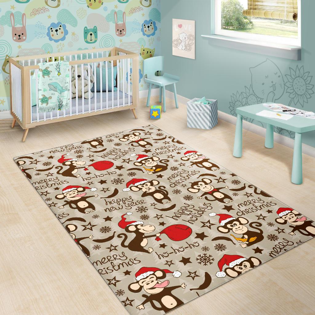 Monkey Christmas Pattern Area Rug