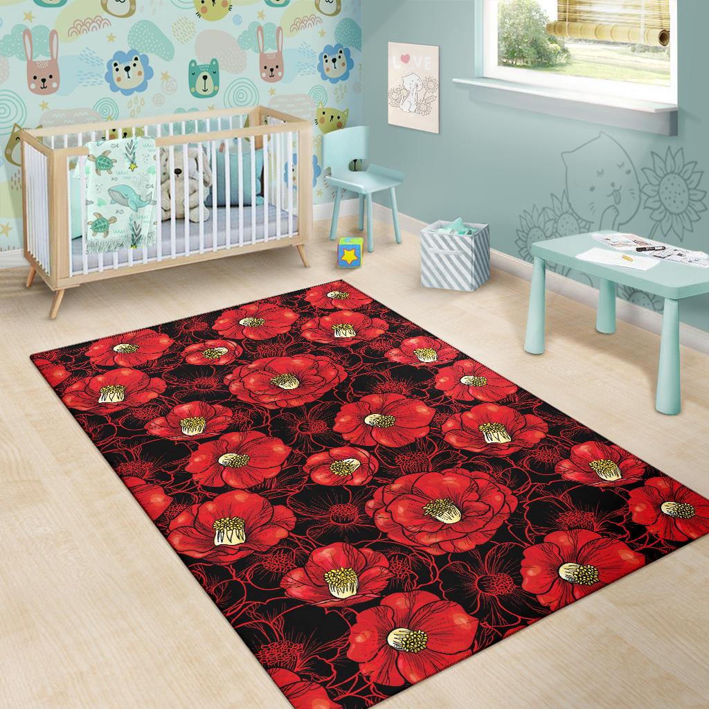 Camellia Pattern Print Design CM06 Area Rugs
