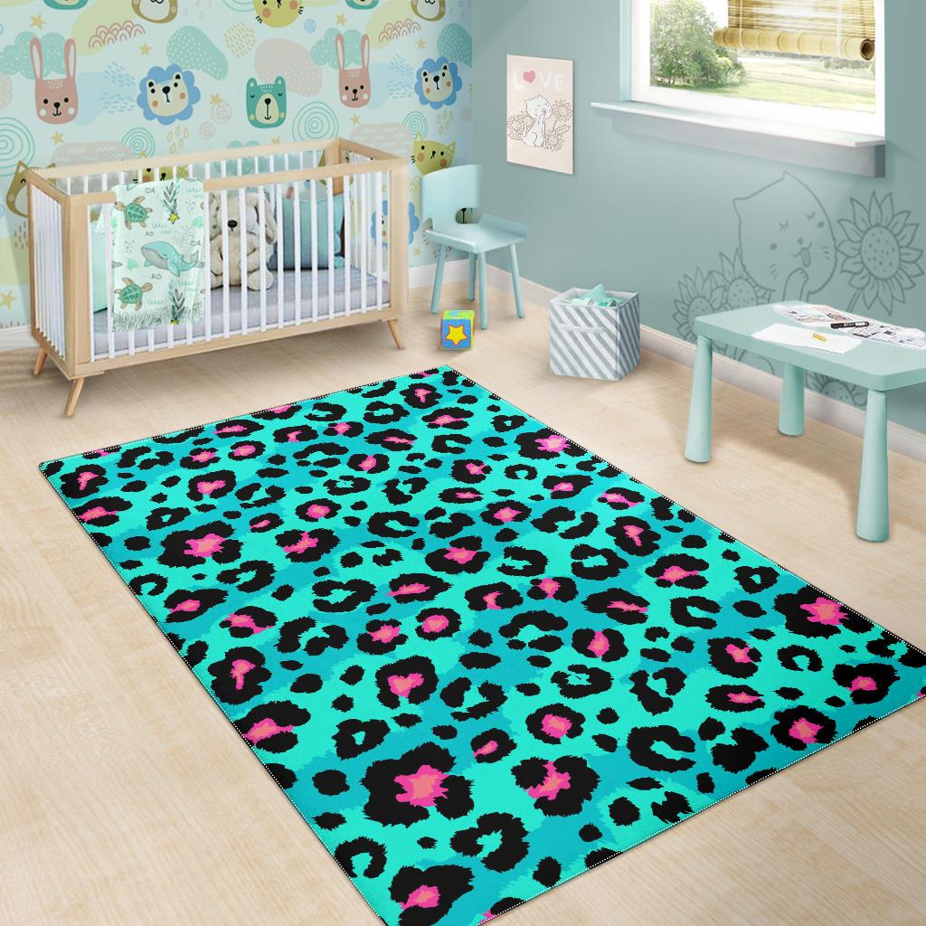 Green leopard skin print pattern Area Rug