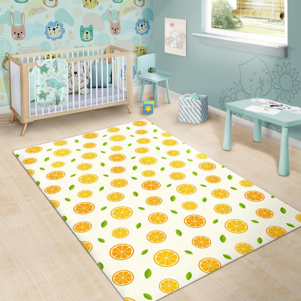 oranges leaves pattern Area Rug