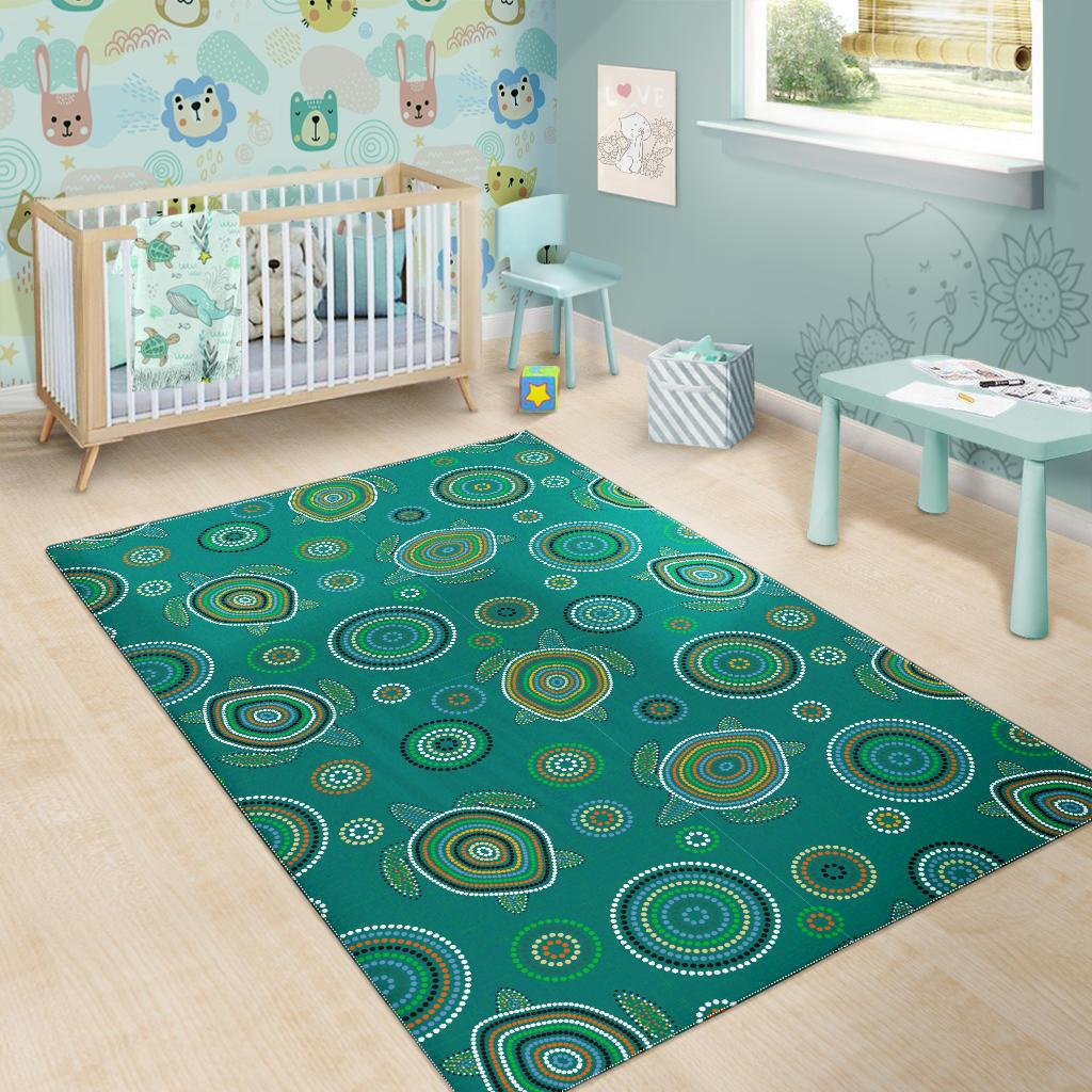 Sea Turtle Aboriginal Pattern Area Rug