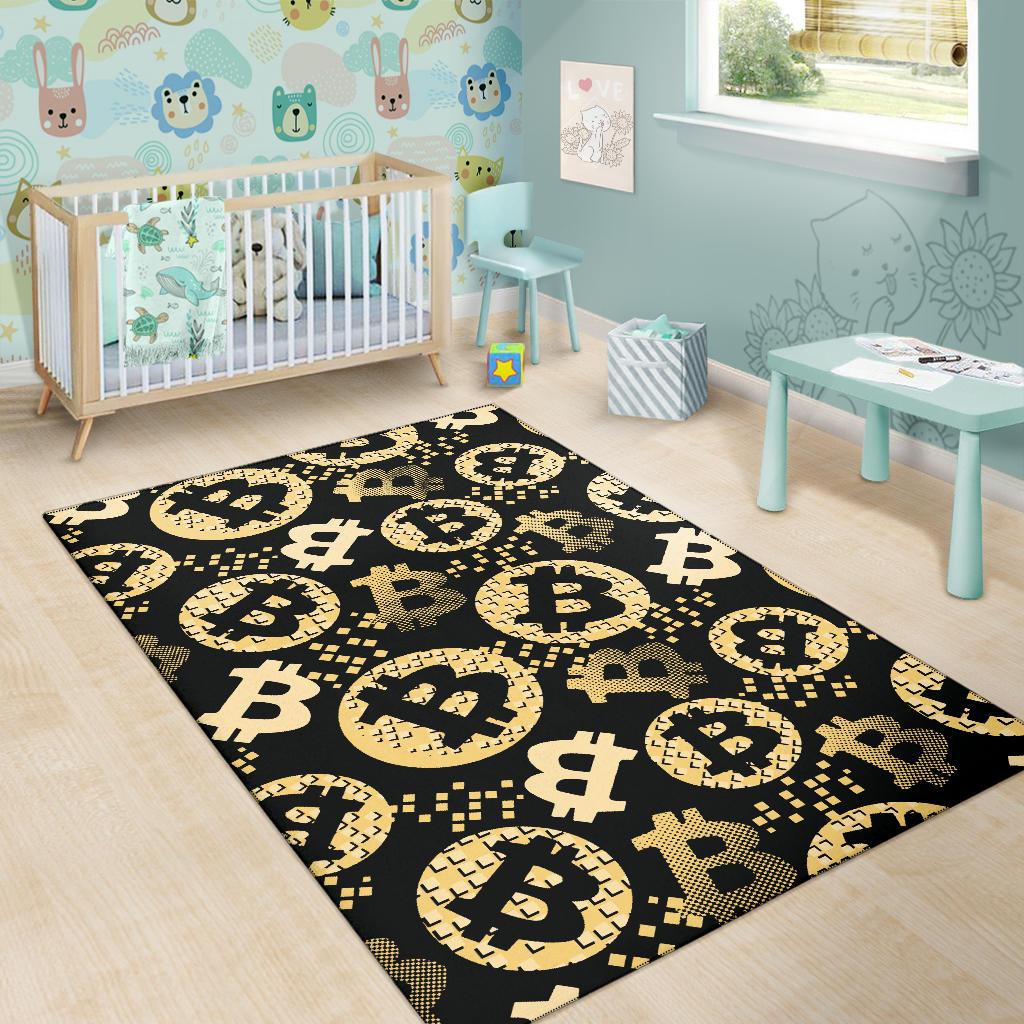 Bitcoin Pattern Print Design DO06 Area Rugs