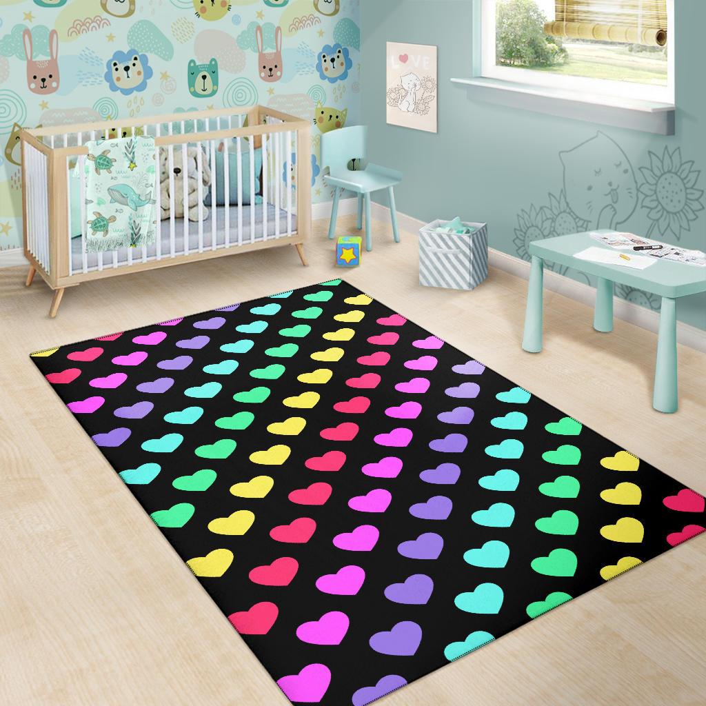 Heart Rainbow Pattern Print Design HE02 Area Rugs