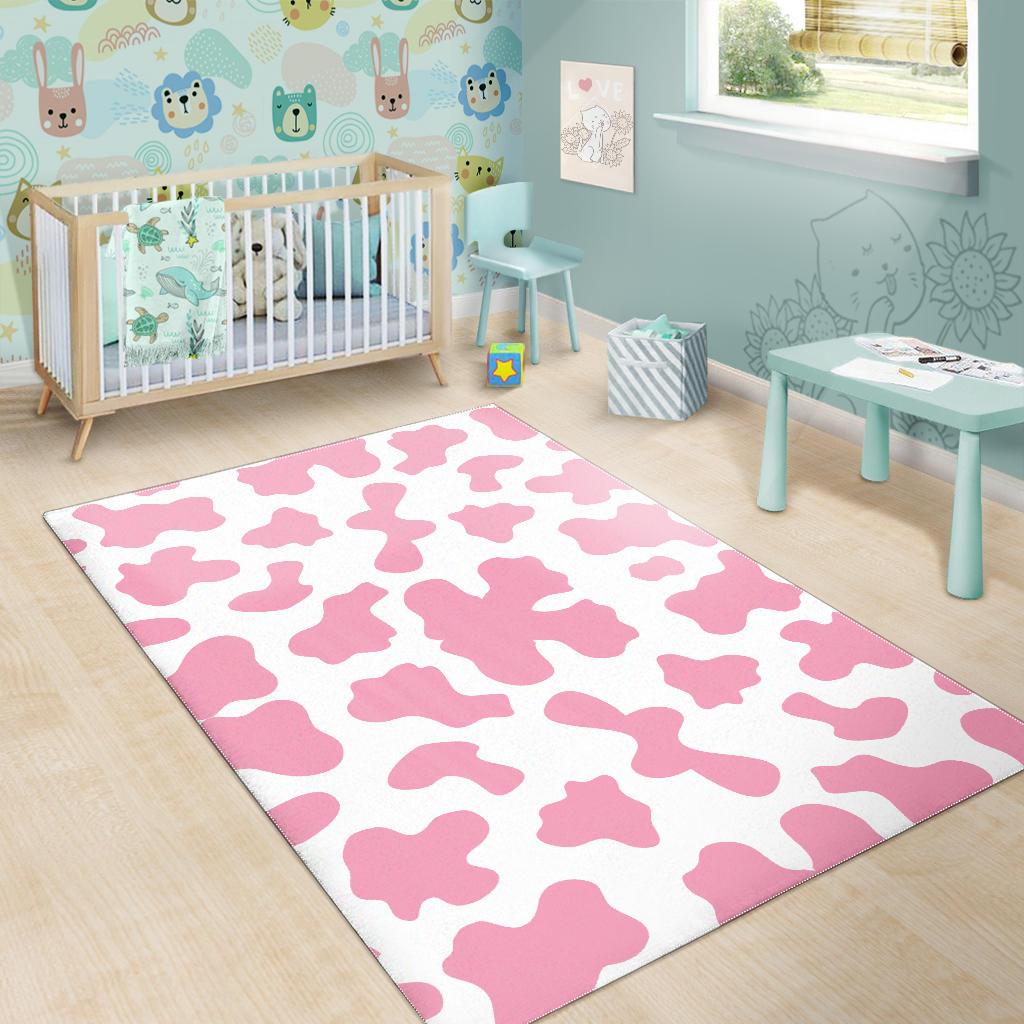 Pink Cow Skin Pattern Area Rug