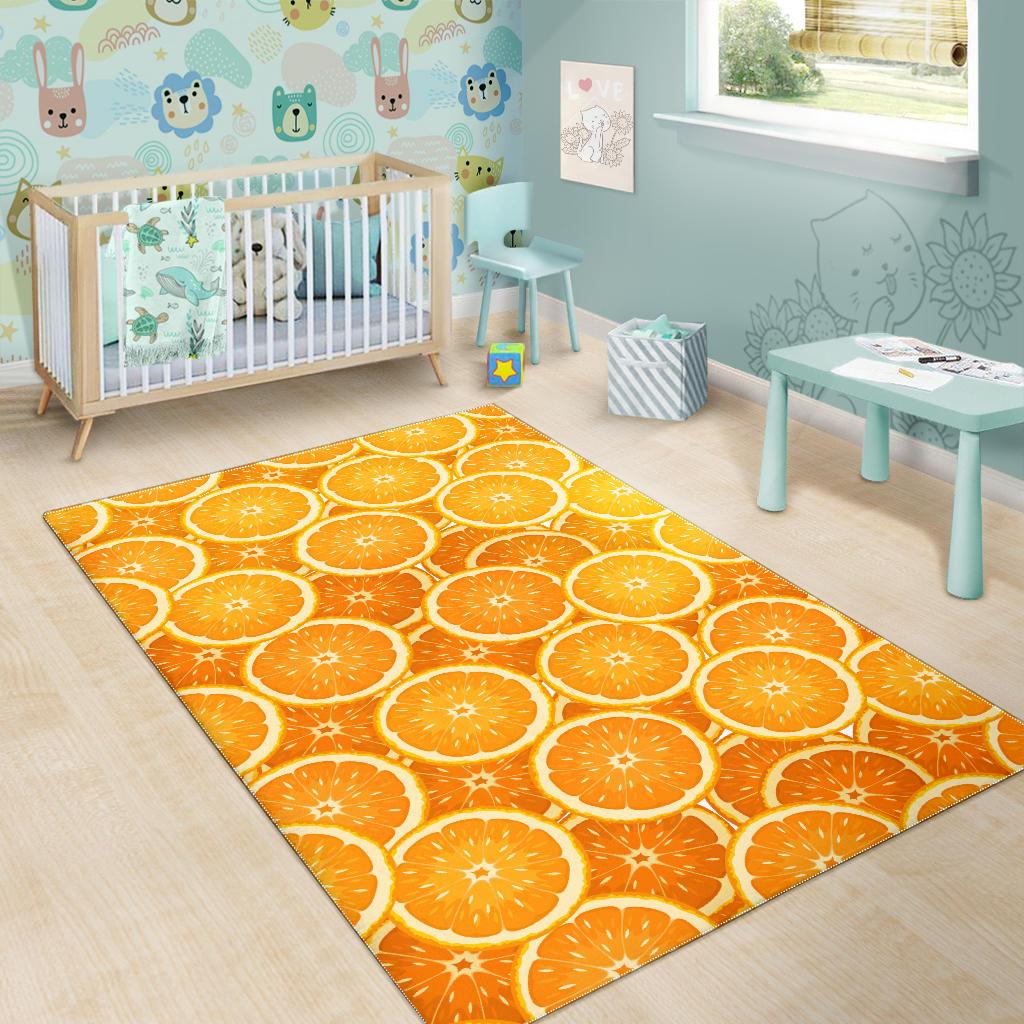Sliced Orange Pattern Area Rug