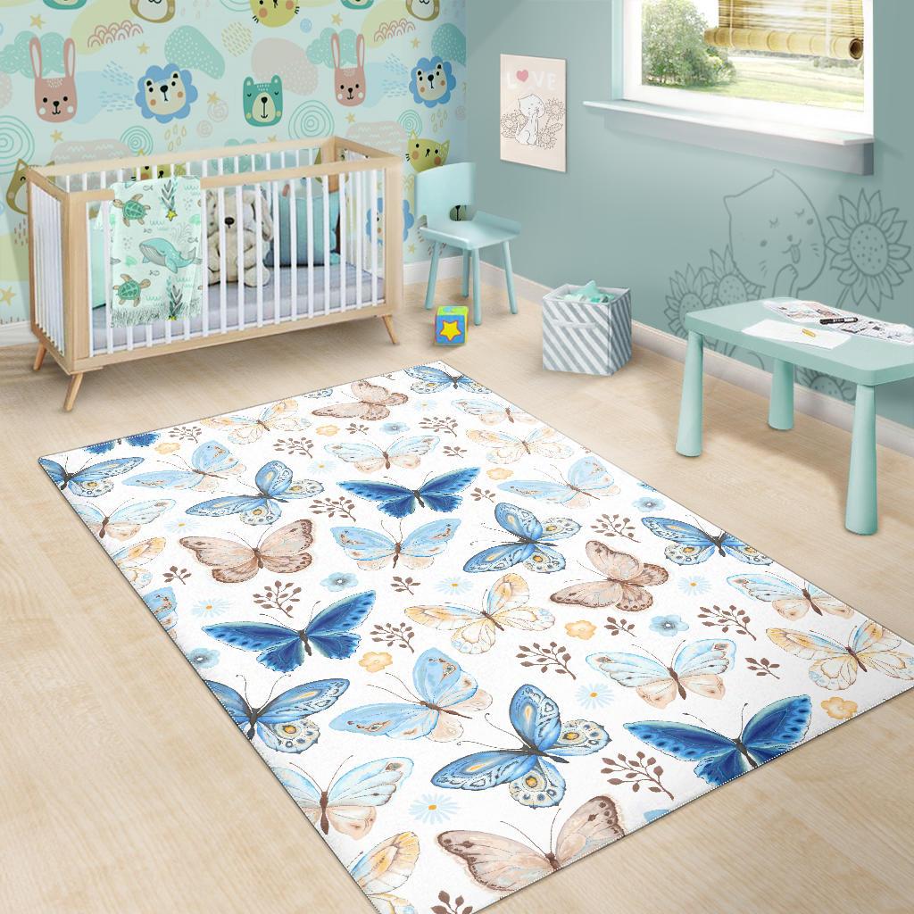 blue butterfly pattern Area Rug