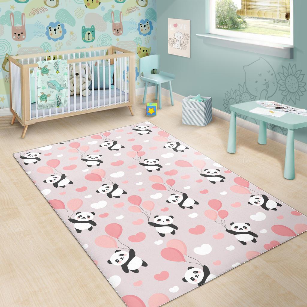 Cute panda ballon heart pattern Area Rug