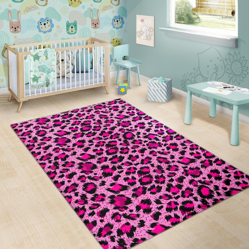 Pink Leopard Skin texture Pattern Area Rug