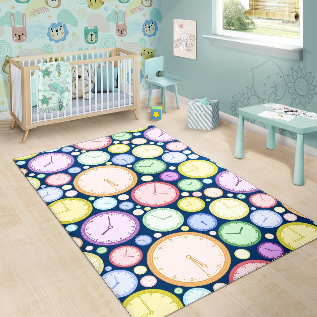 Colorful clock background Area Rug